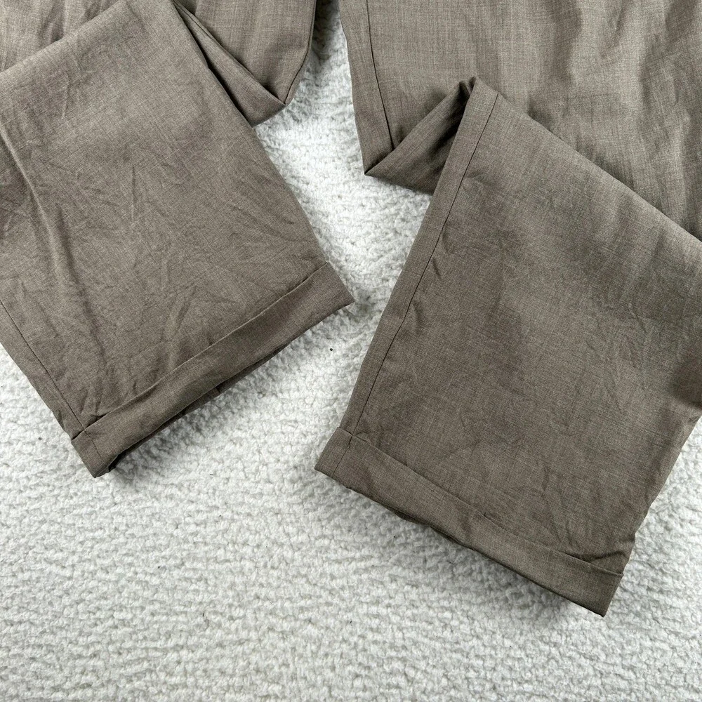 Brooks Brothers Pants Mens 35x29 Brown Madison Wool Pleated Cuffed Dress Slacks